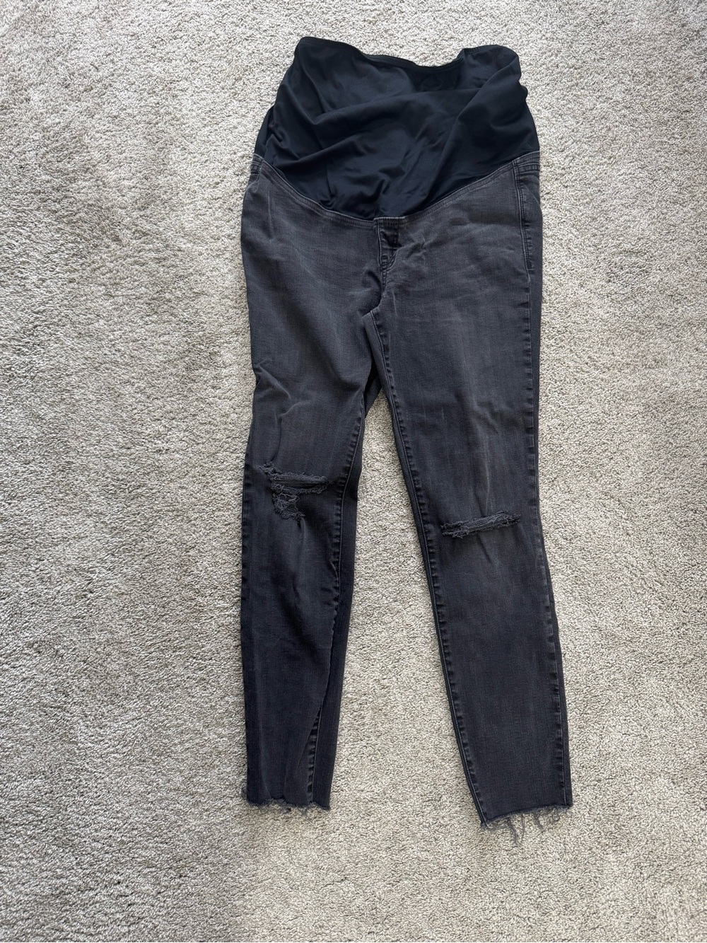 Madewell Black Distressed Maternity Skinny Jeans
